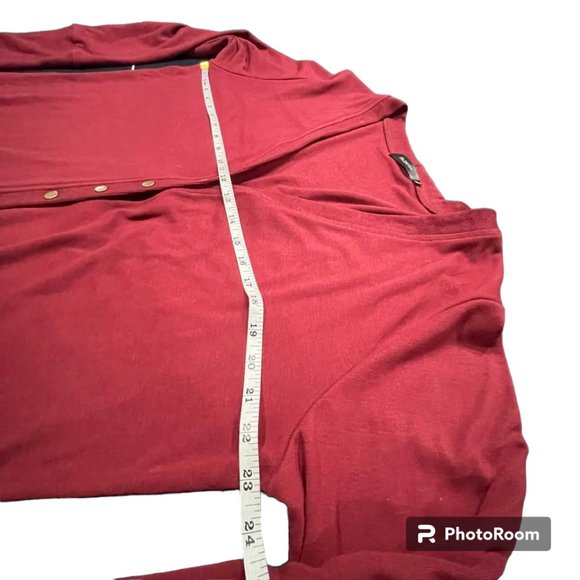 Soft Long Burgundy Cardigan Sweater w/ Snaps 2XL - Picture 5 of 14